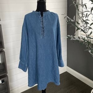 J Crew Denim Sheath Dress Long Sleeve / Size Medium